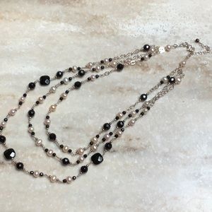 😍925 Silver Black Onyx & Pearl Necklace😍NWOT